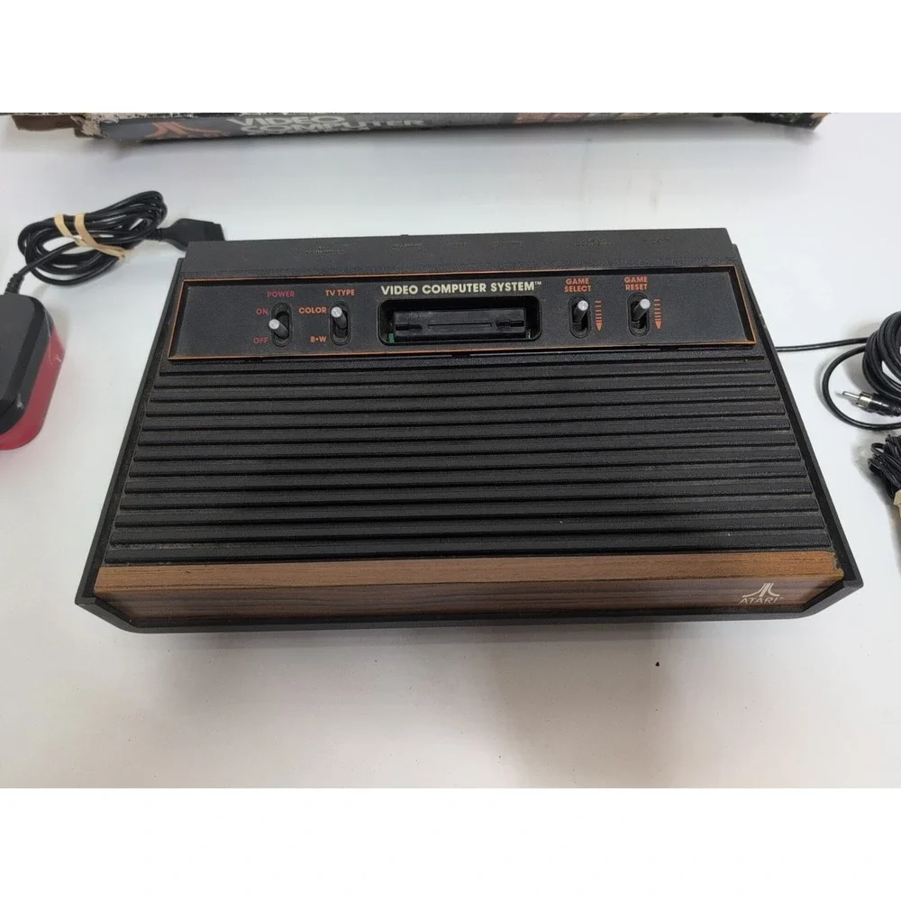 Vtg Atari Video Computer System CX-2600A w/ Box Paddles Joystick 1980 For Parts